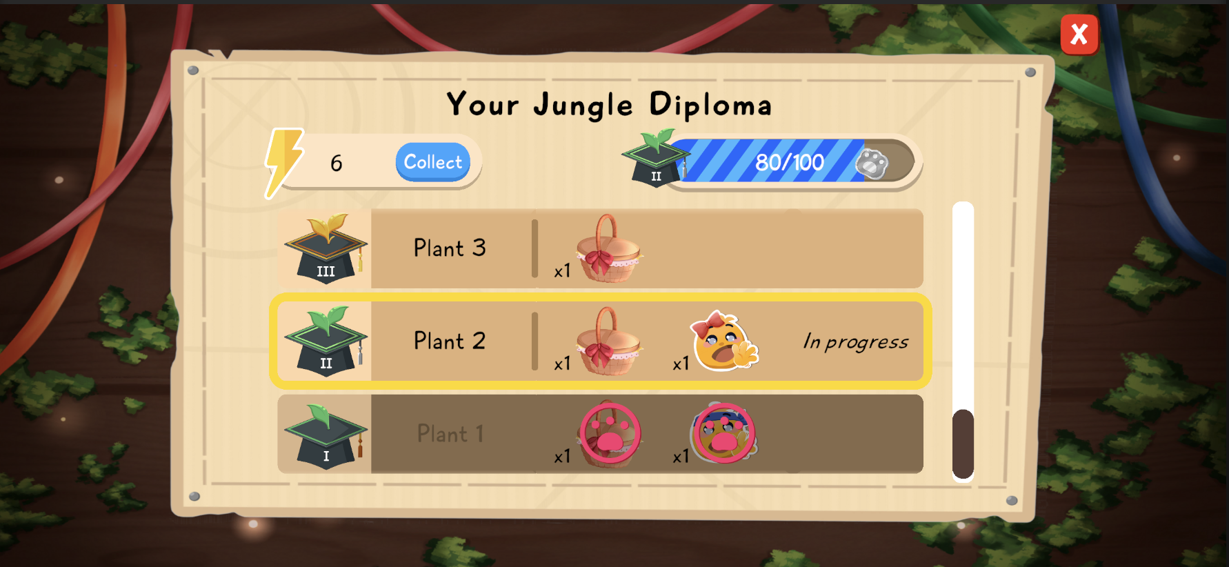 Tara rewards screen showing bear paws, progress milestones, and available rewards.