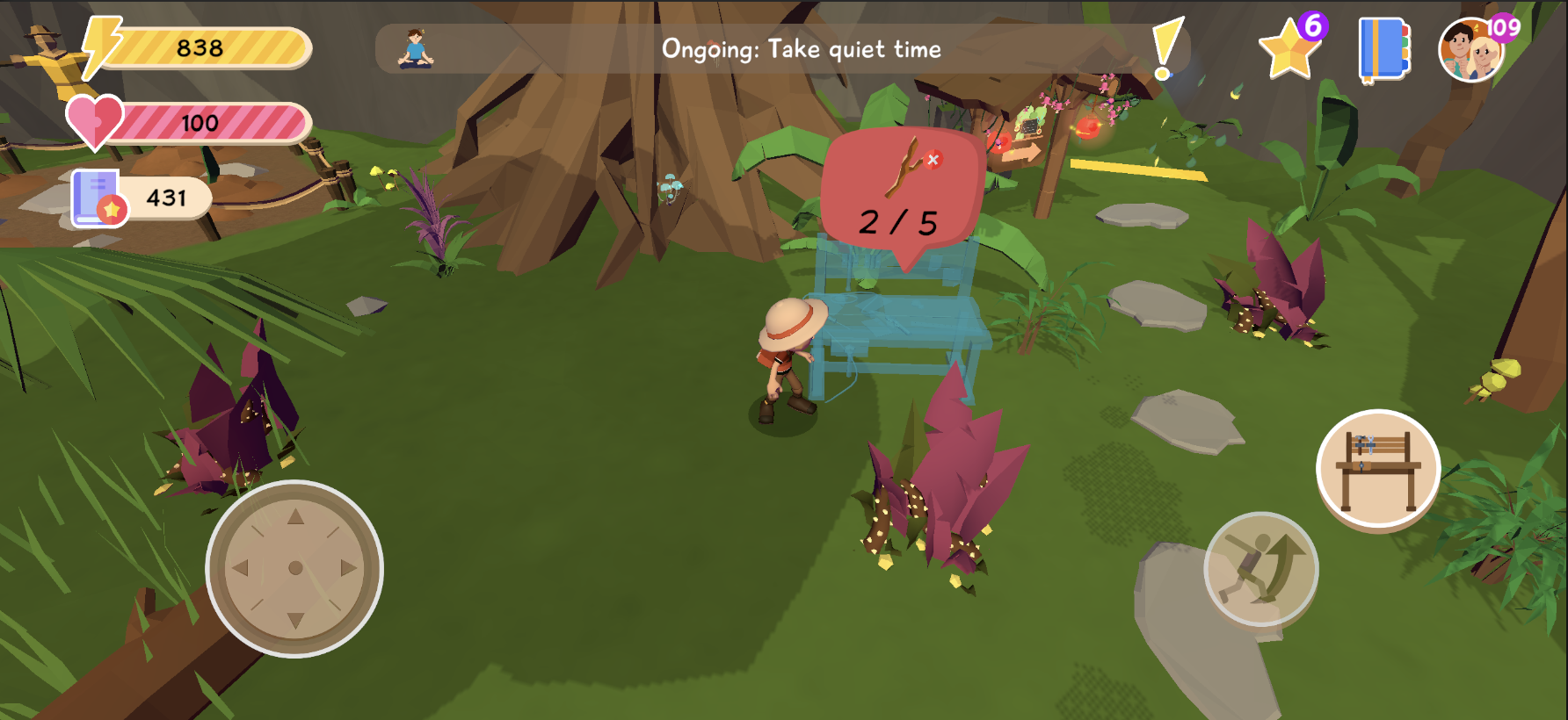 Repairing or building a camp element in Lusha.