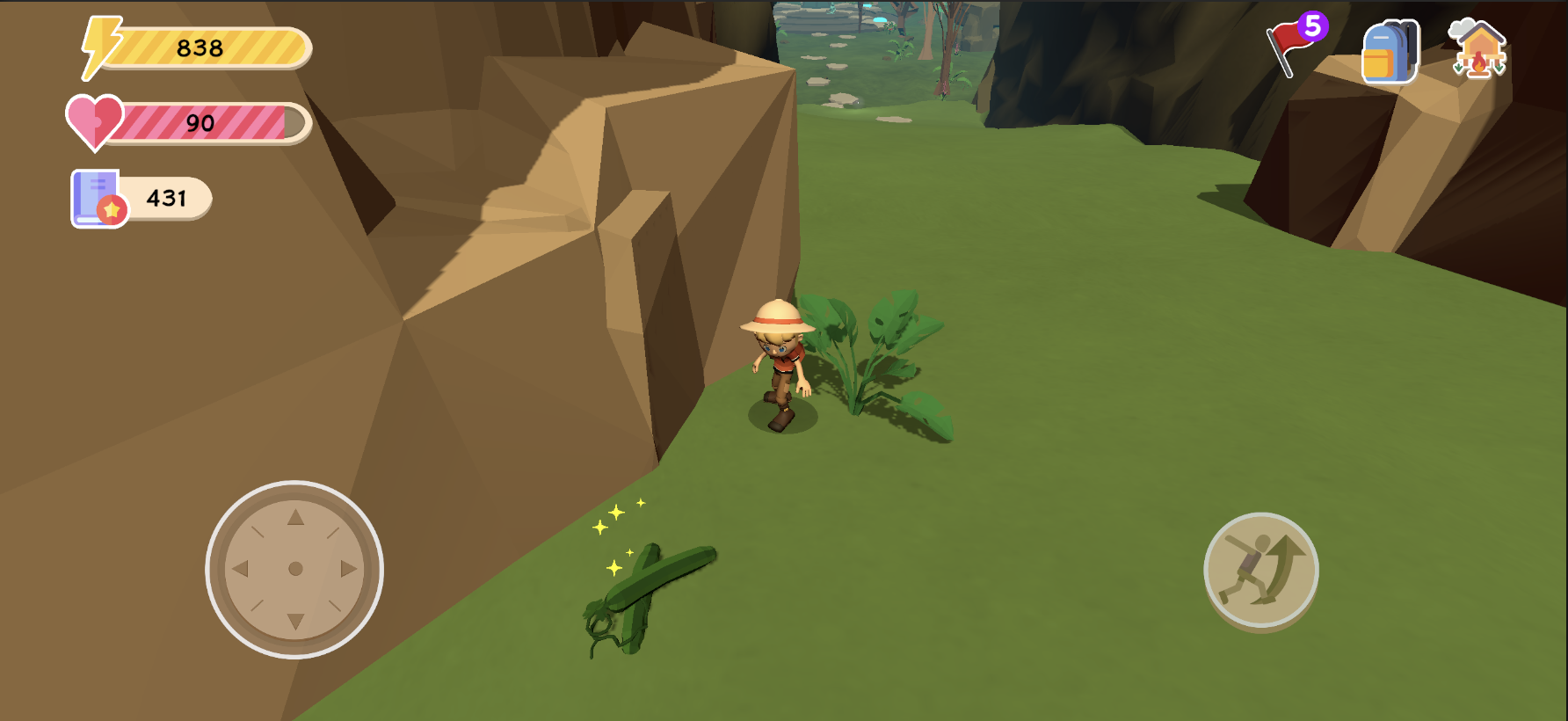Collecting an object in a Lusha jungle area.